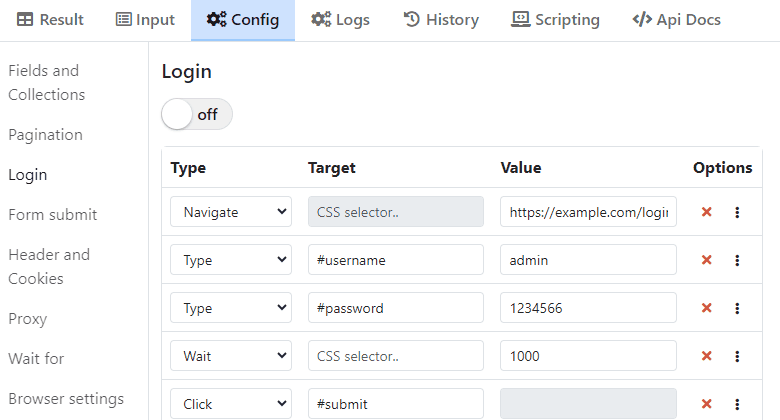 Web scraping behind login
