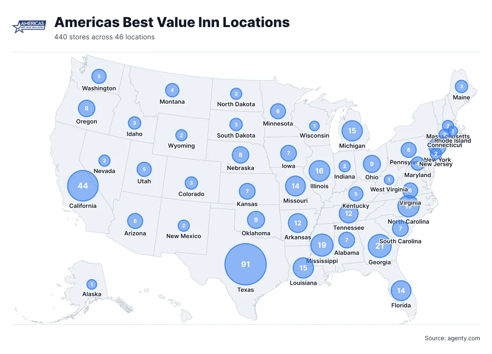 Americas Best Value Inn Locations by State/Region