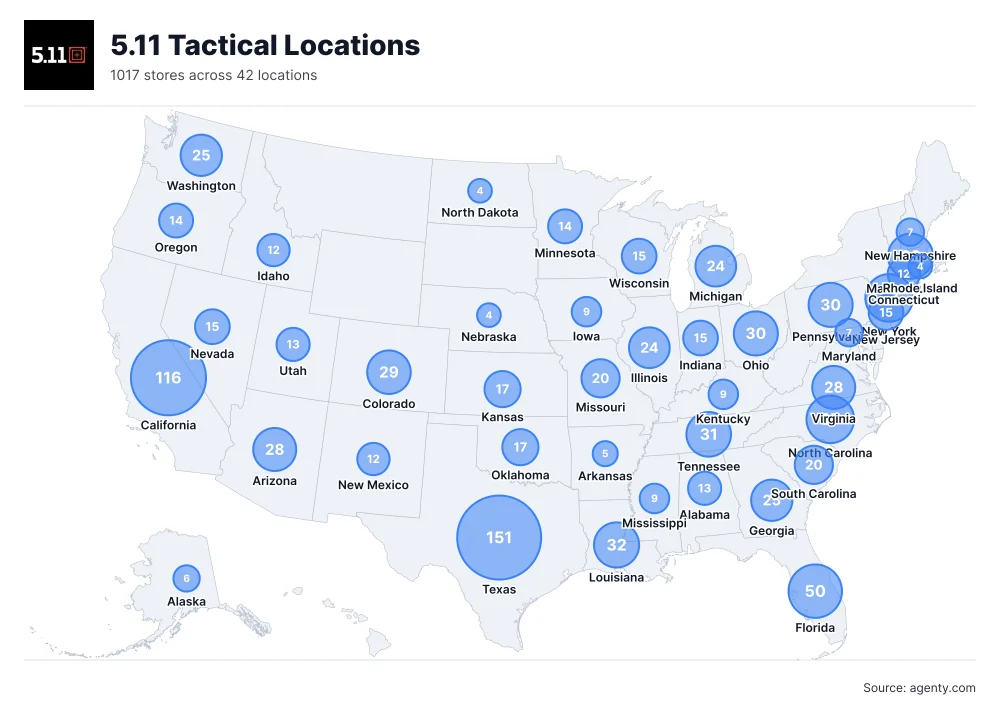 5.11 Tactical Locations by State/Region