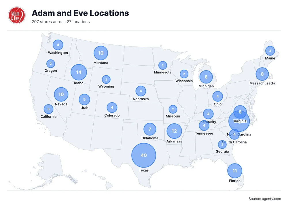Adam and Eve Locations by State