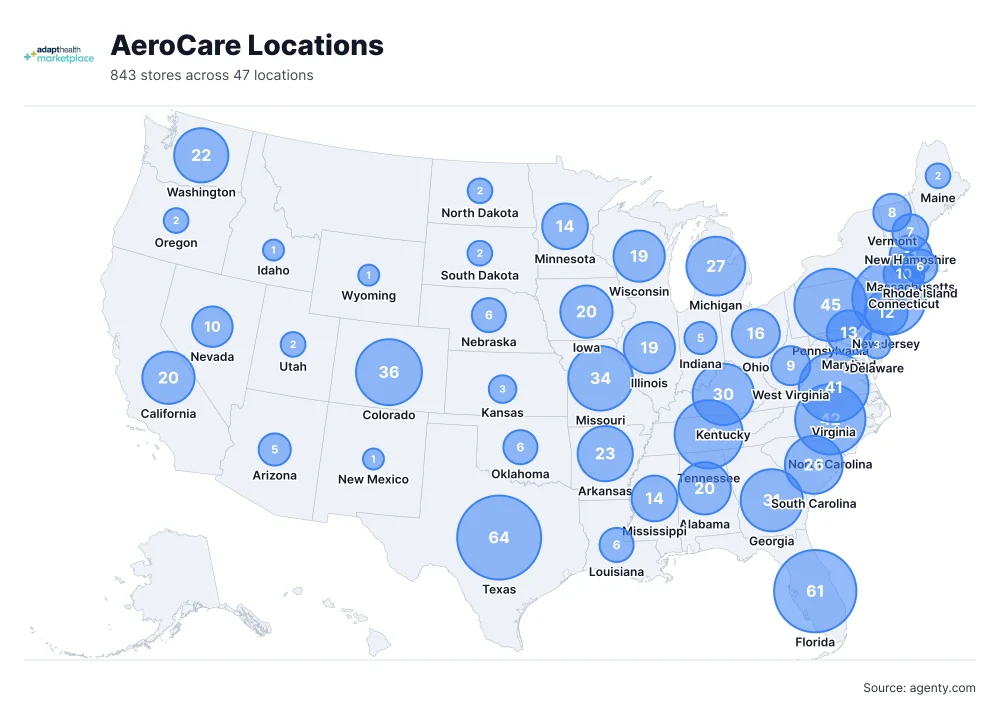 AeroCare Locations by State
