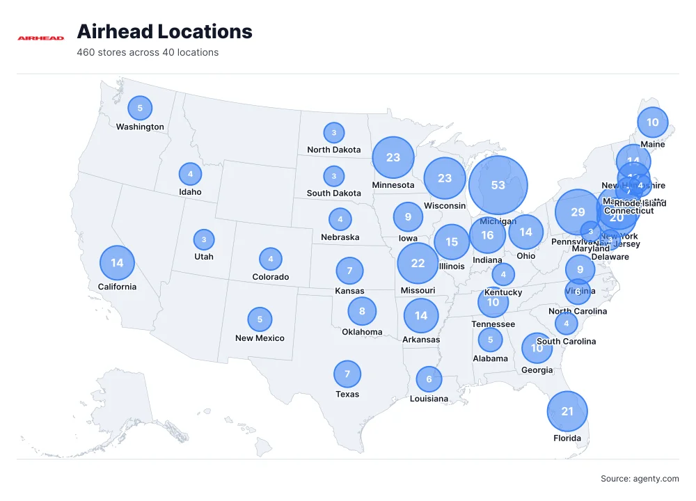 Airhead Locations by State/Region