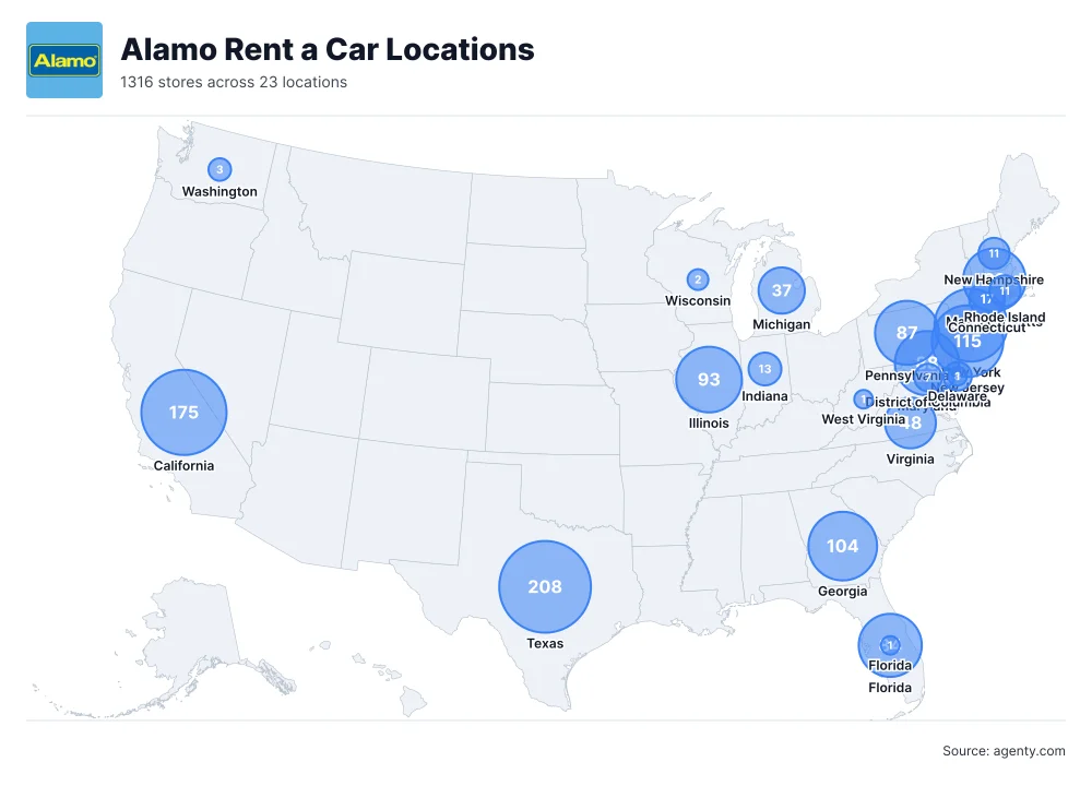 Alamo Rent a Car Locations by State/Region