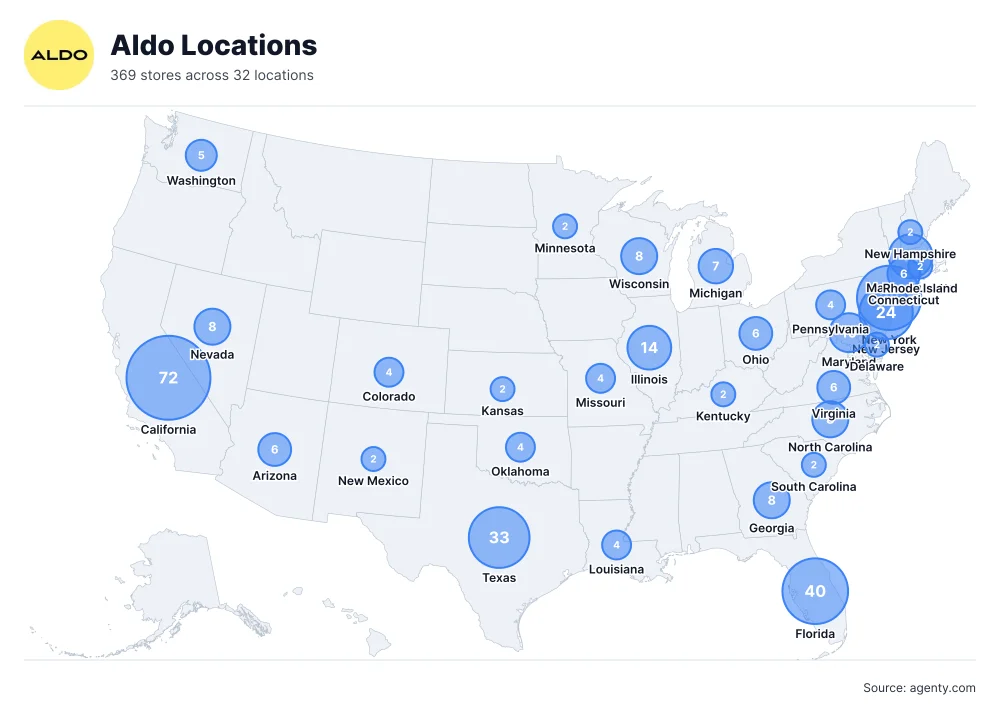 Aldo Locations by State