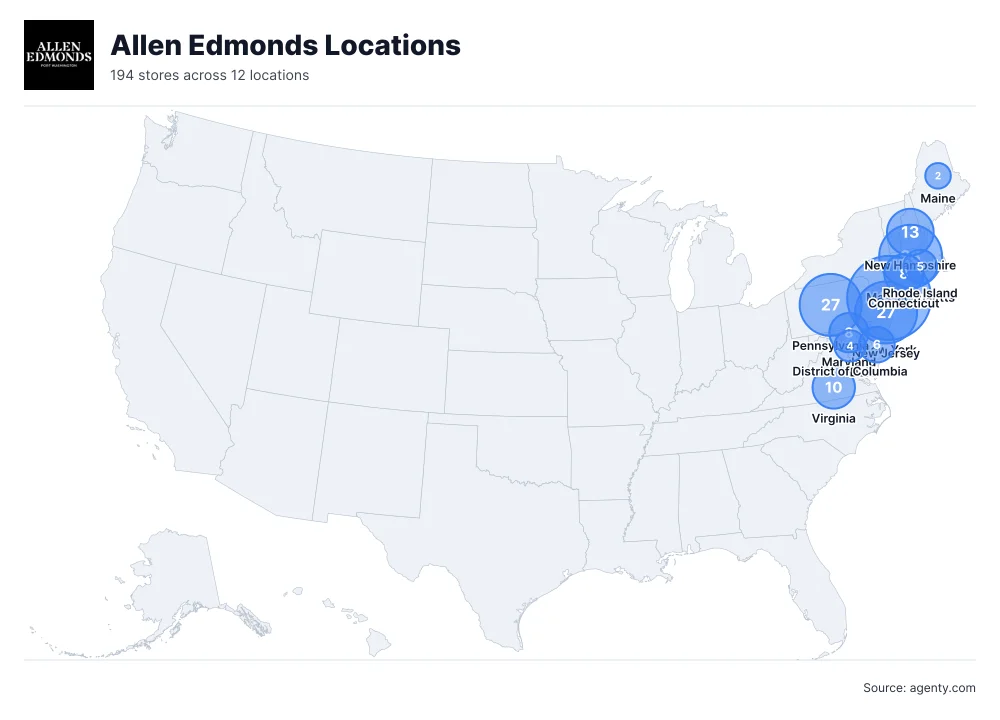 Allen Edmonds Locations by State
