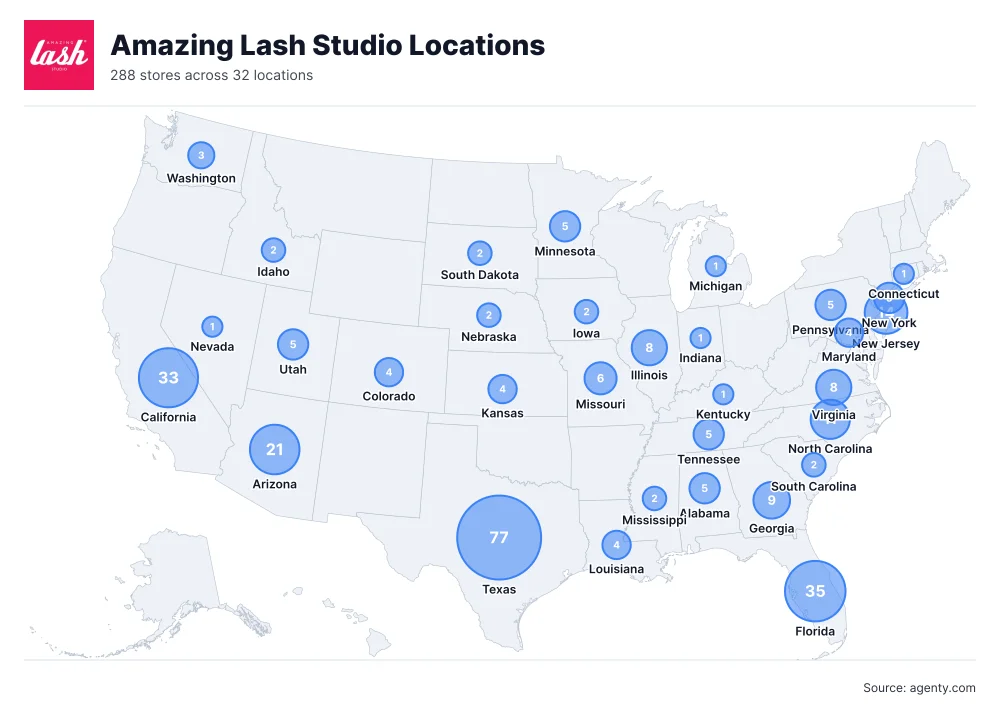 Amazing Lash Studio Locations by State/Region