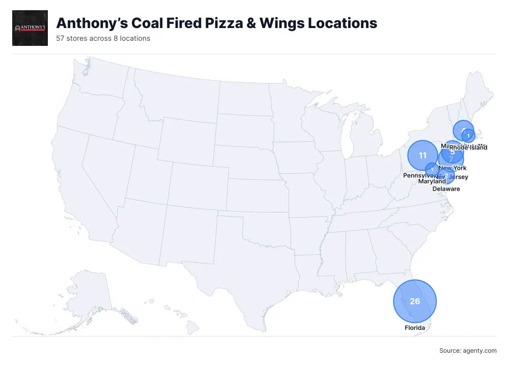 Anthony’s Coal Fired Pizza & Wings Locations by State