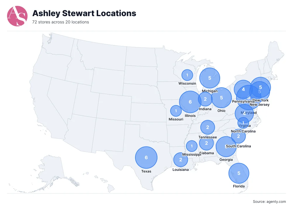 Ashley Stewart Locations by State/Region