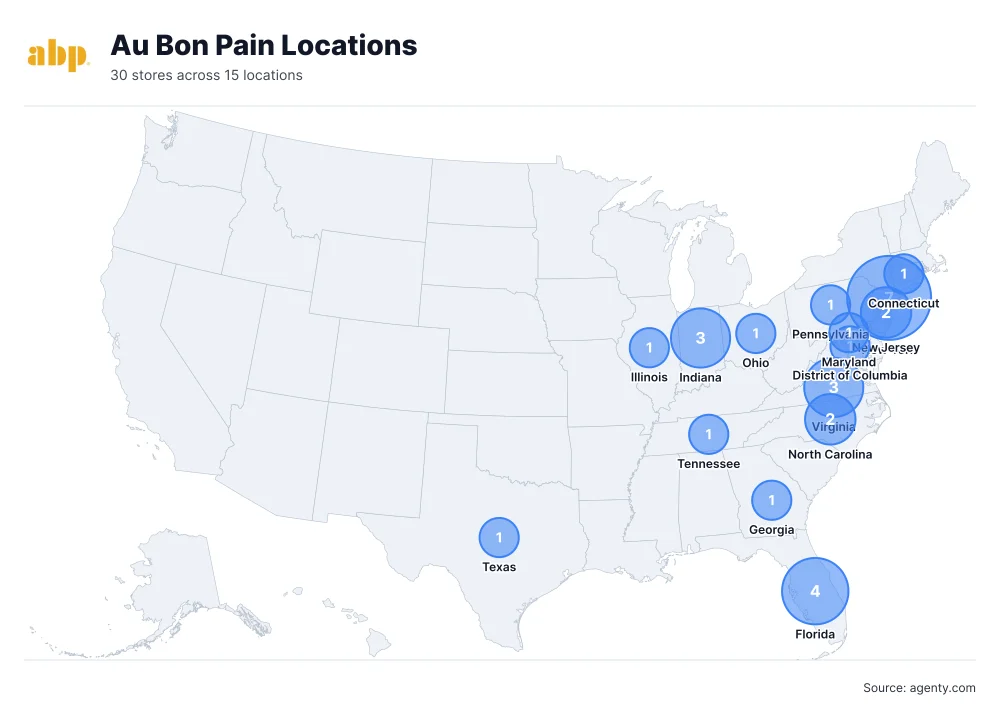 Au Bon Pain Locations by State/Region