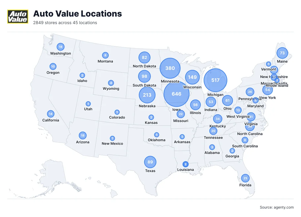 Auto Value Locations by State/Region