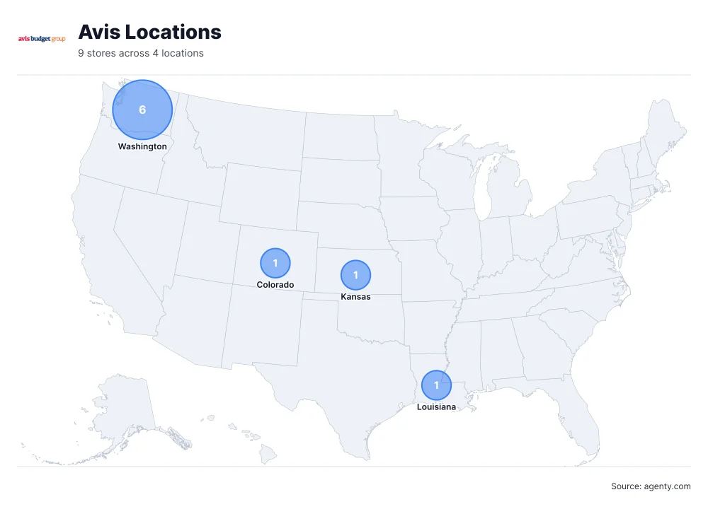 Avis Locations by State/Region