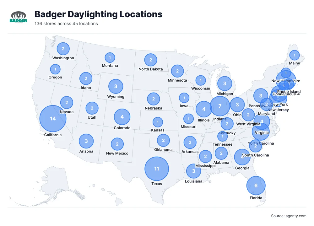 Badger Daylighting Locations by State