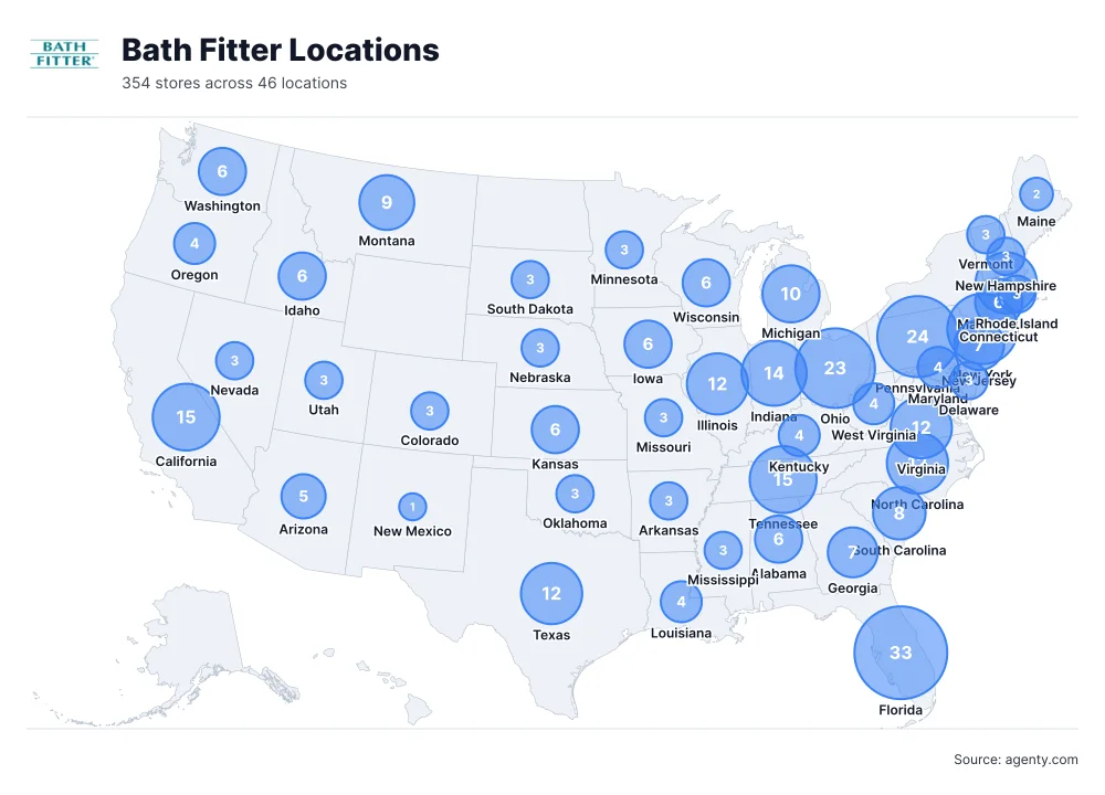 Bath Fitter Locations by State
