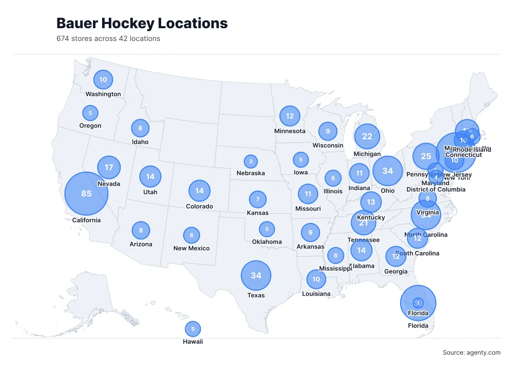 Bauer Hockey Locations by State