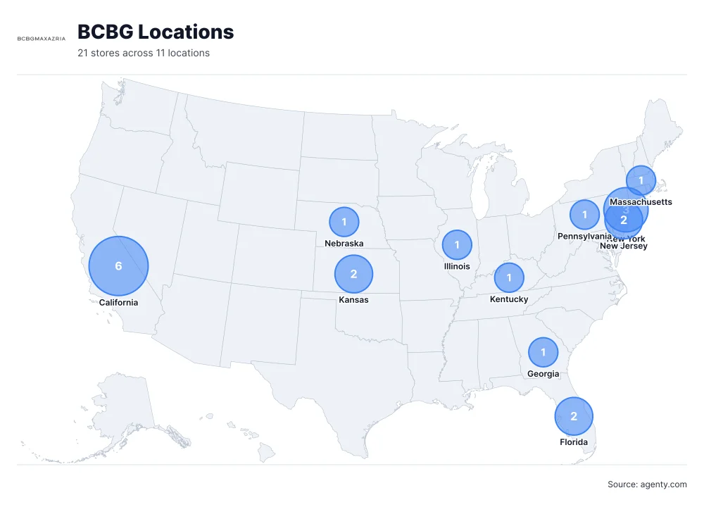 BCBG Locations by State