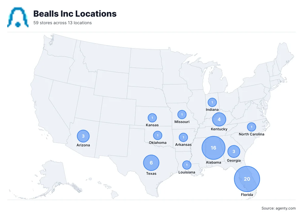 Bealls Inc Locations by State/Region