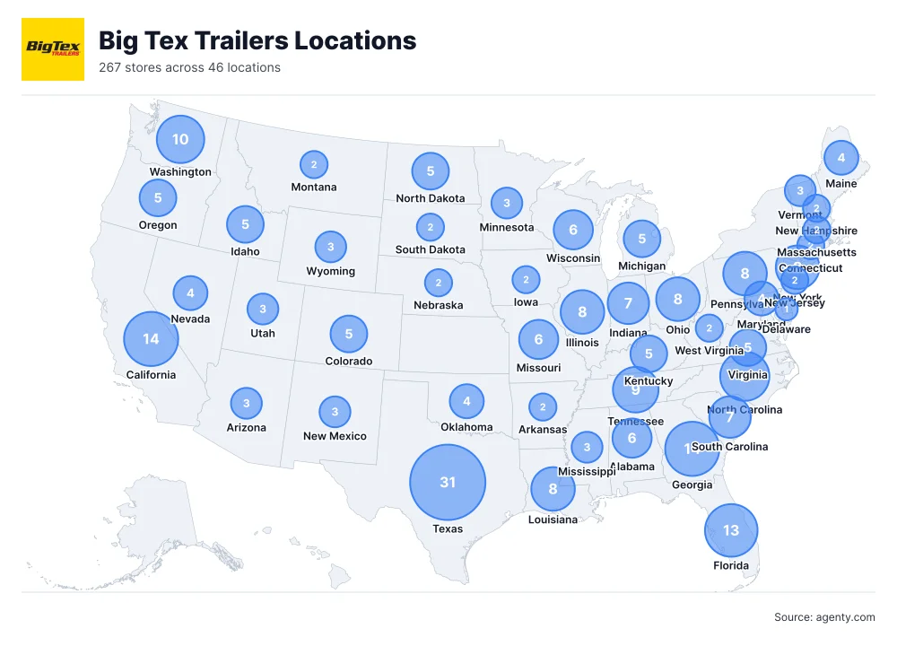 Big Tex Trailers Locations by State/Region