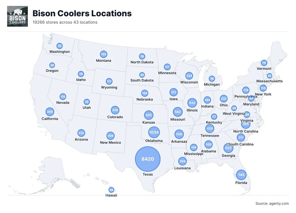 Bison Coolers Locations by State