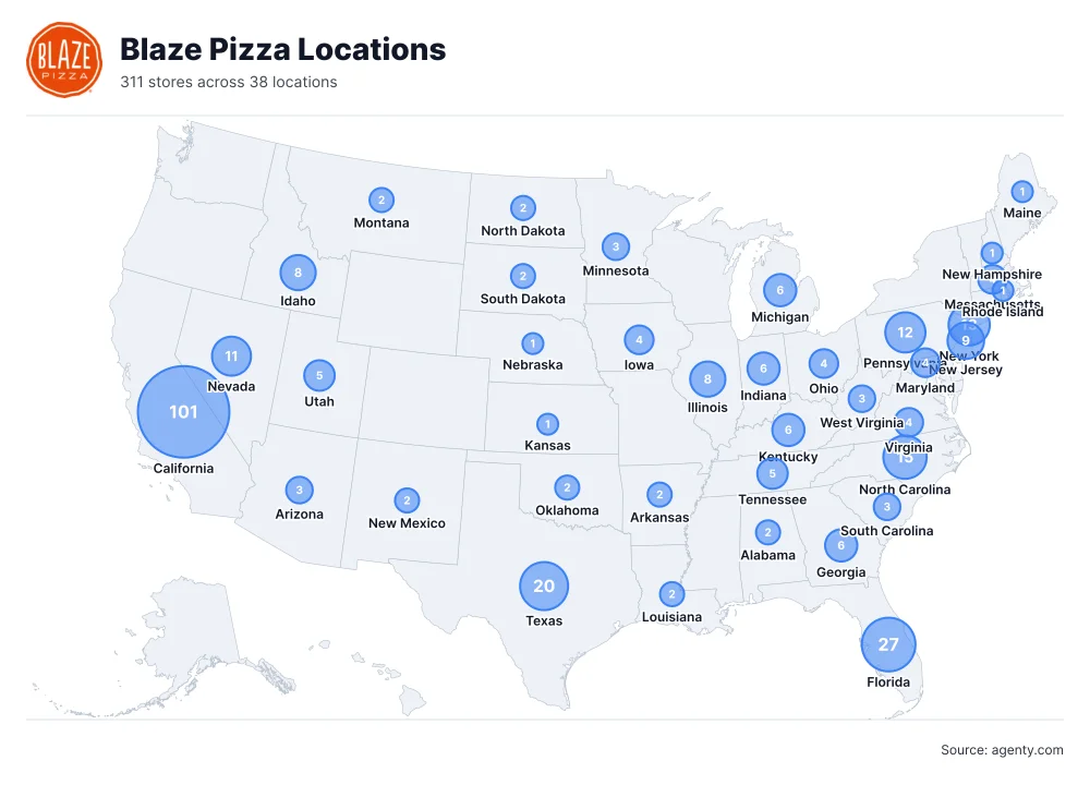 Blaze Pizza Locations by State