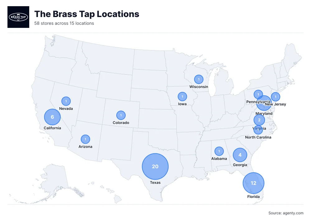 The Brass Tap Locations by State/Region