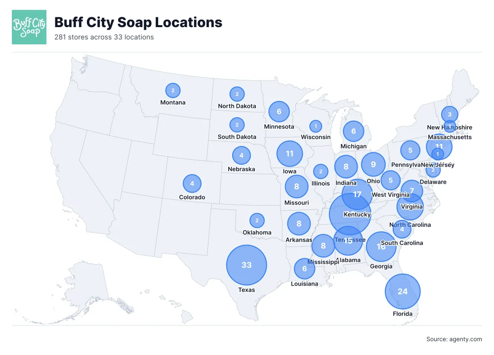 Buff City Soap Locations by State/Region