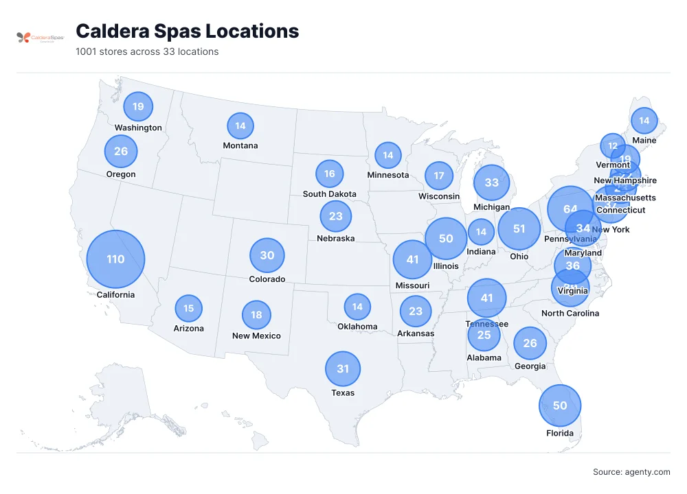 Caldera Spas Locations by State