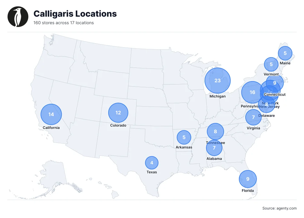 Calligaris Locations by State/Region