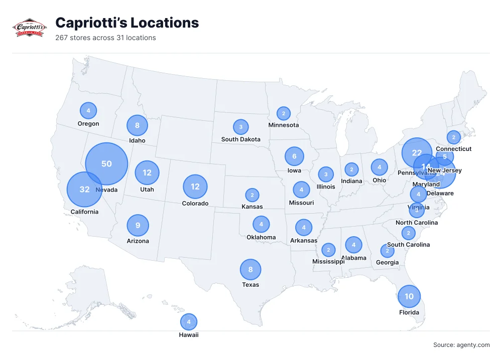 Capriotti’s Locations by State/Region