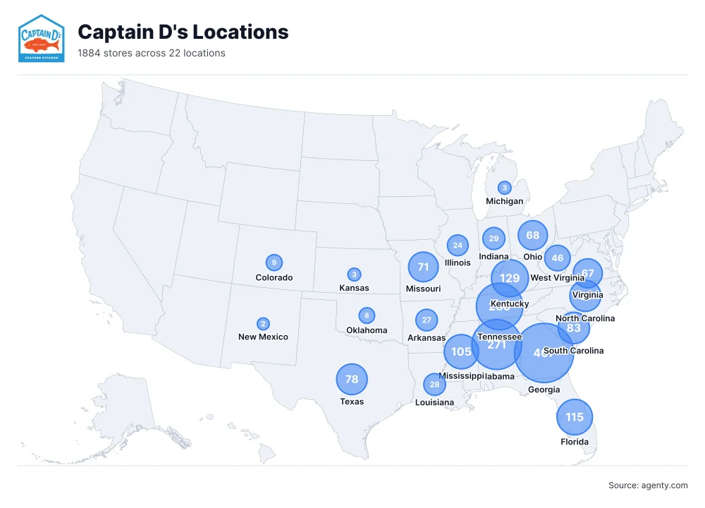 Captain D's Locations by State