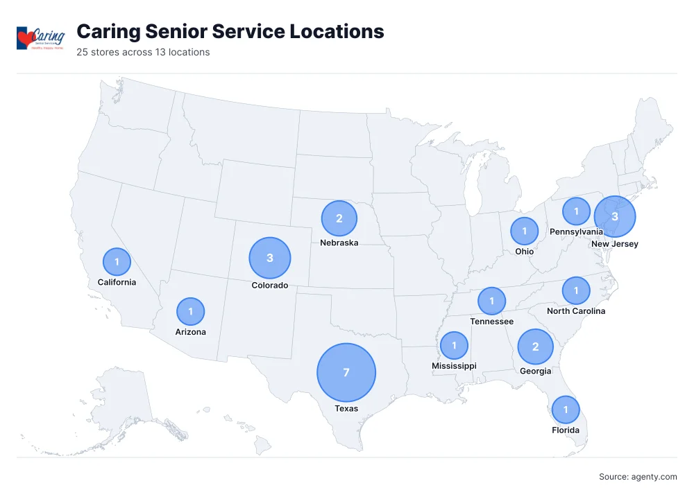 Caring Senior Service Locations by State/Region