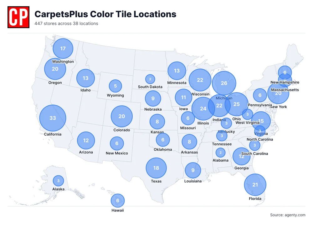 CarpetsPlus Color Tile Locations by State