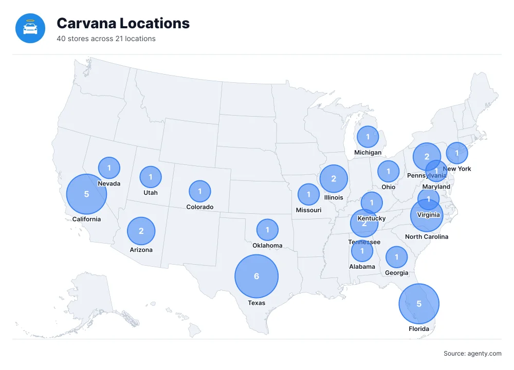 Carvana Locations by State/Region