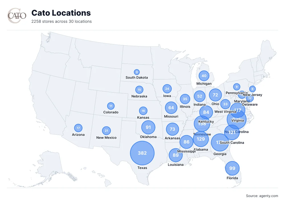 Cato Locations by State/Region