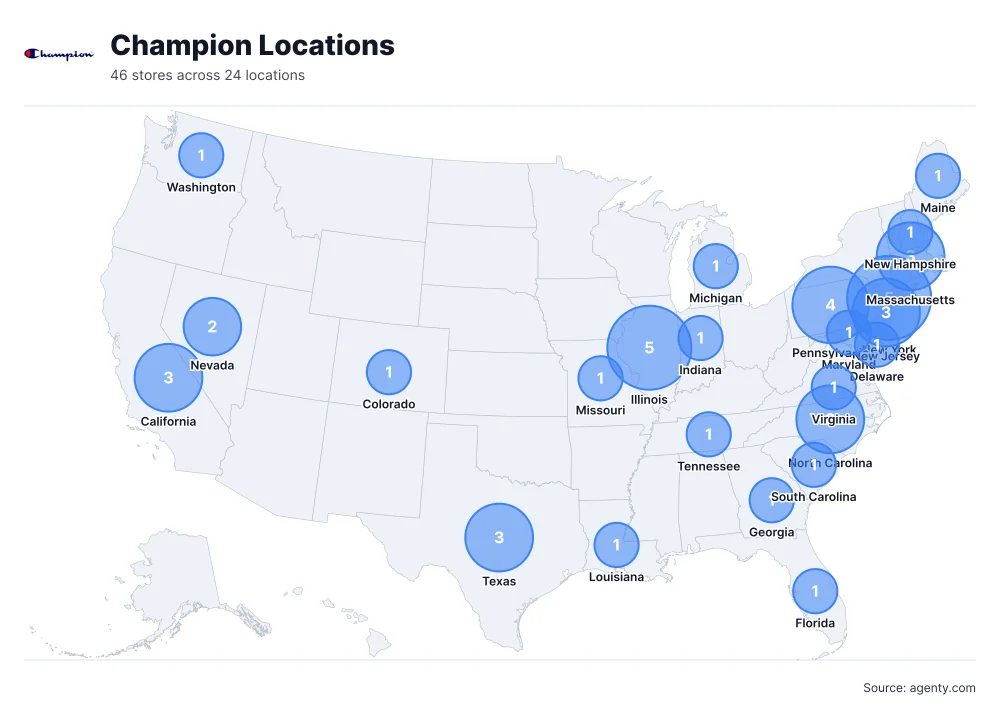 Champion Locations by State