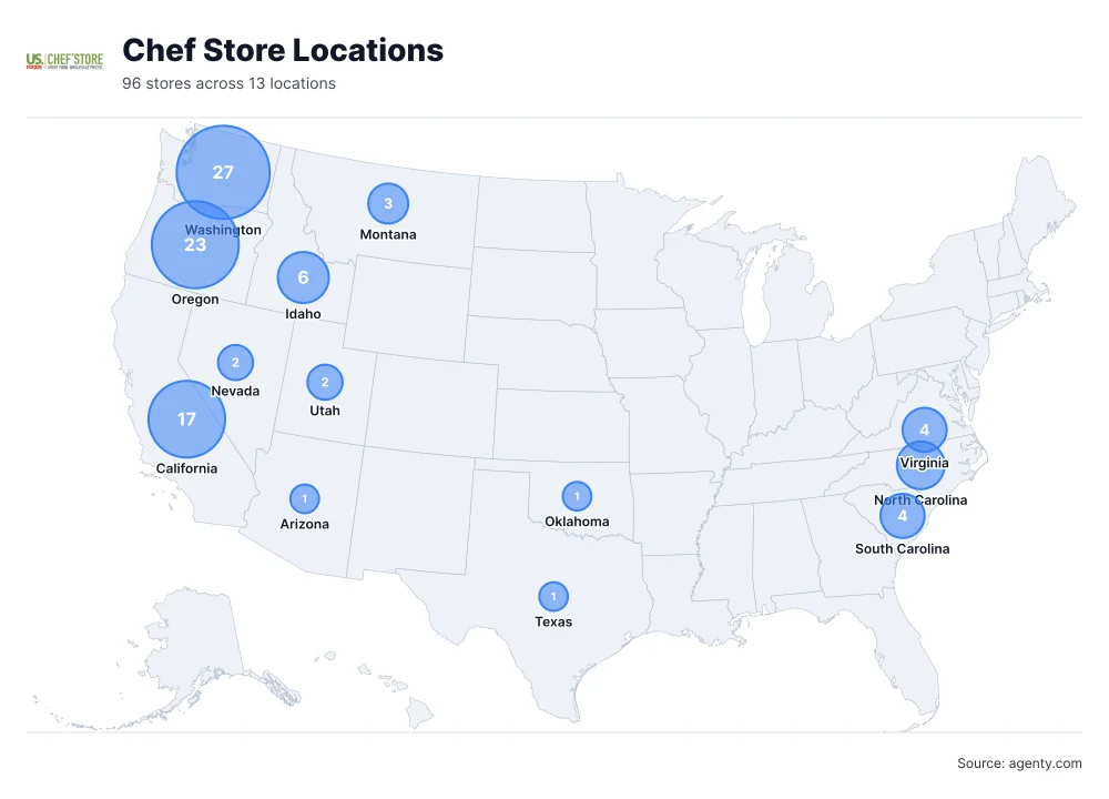Chef Store Locations by State/Region