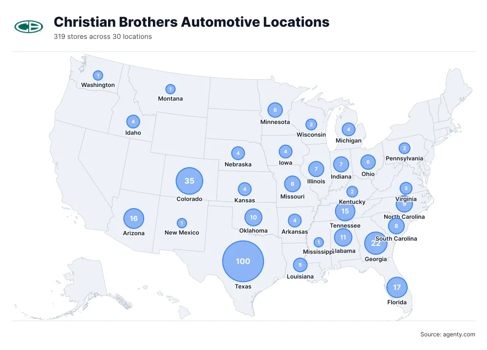 Christian Brothers Automotive Locations by State/Region