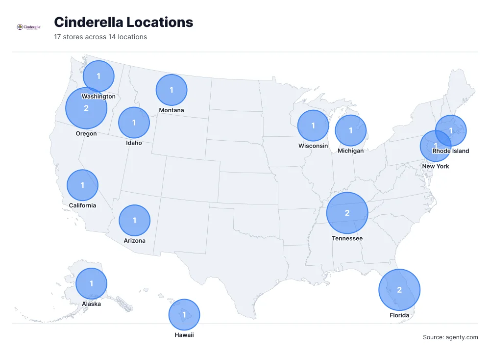 Cinderella Locations by State
