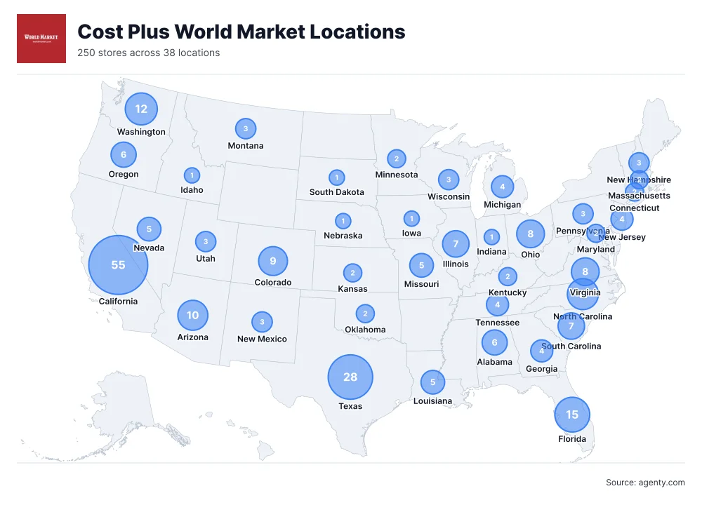Cost Plus World Market Locations by State/Region