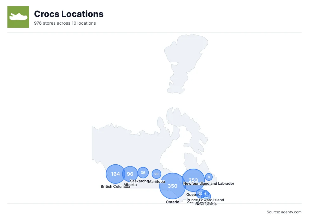 Crocs Locations by State/Region