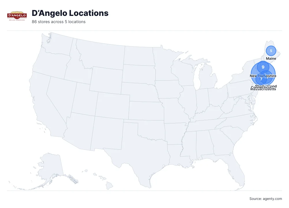 D’Angelo Locations by State/Region