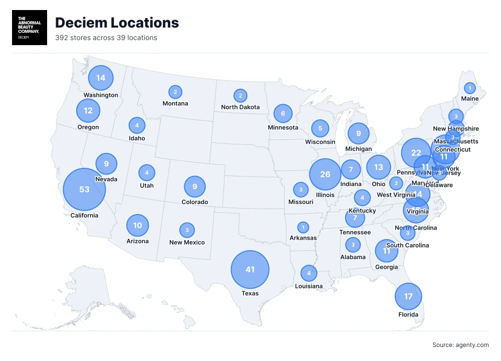 Deciem Locations by State/Region