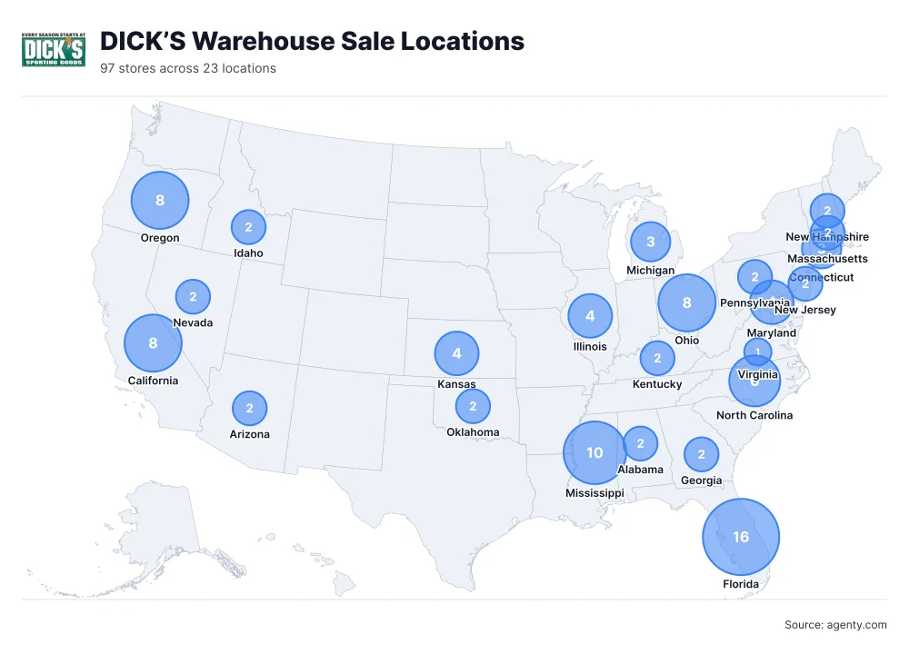 DICK’S Warehouse Sale Locations by State