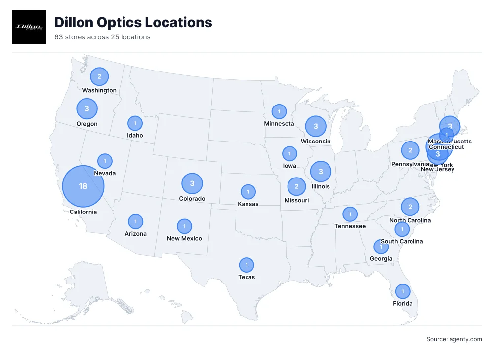 Dillon Optics Locations by State/Region