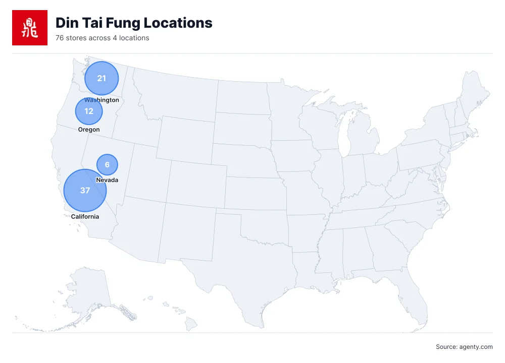Din Tai Fung Locations by State/Region
