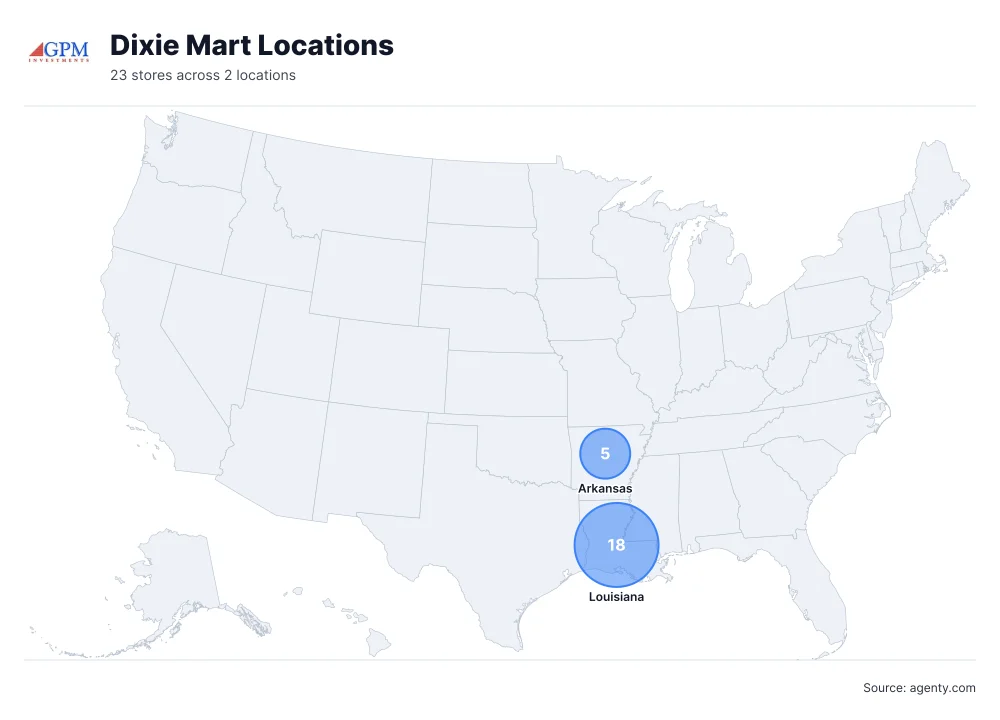 Dixie Mart Locations by State