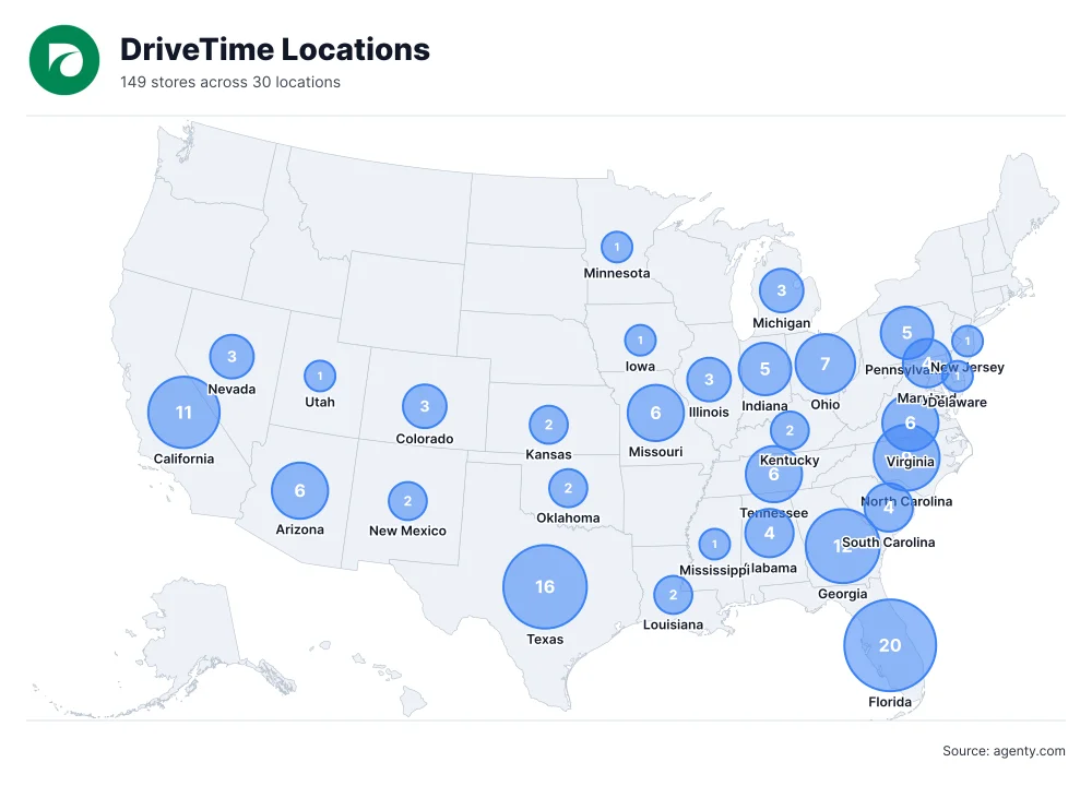 DriveTime Locations by State
