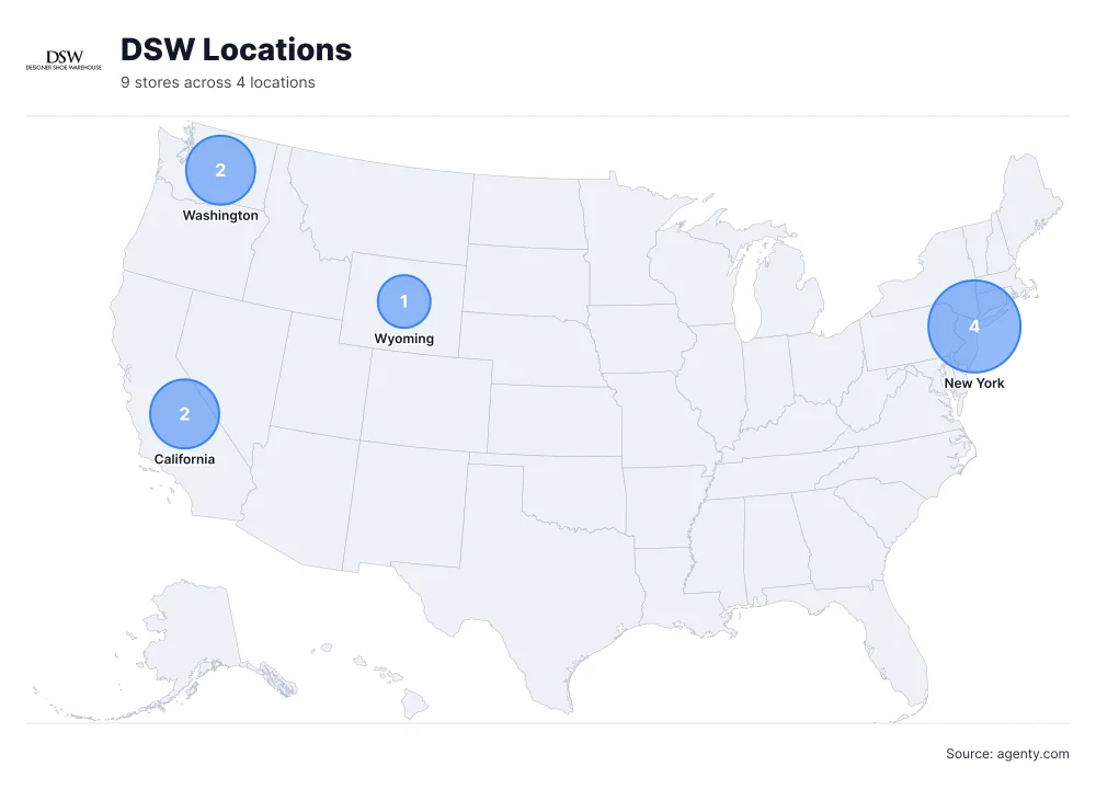 DSW Locations by State/Region