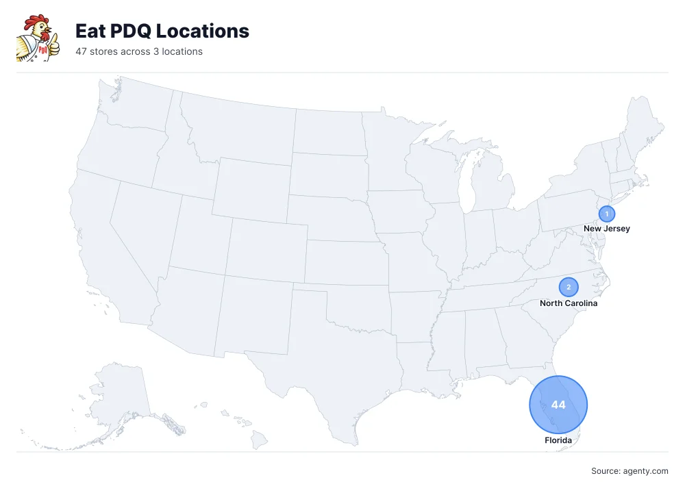 Eat PDQ Locations by State/Region