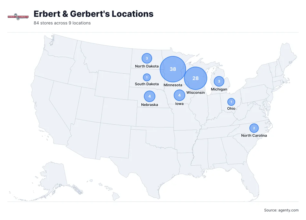 Erbert & Gerbert's Locations by State/Region