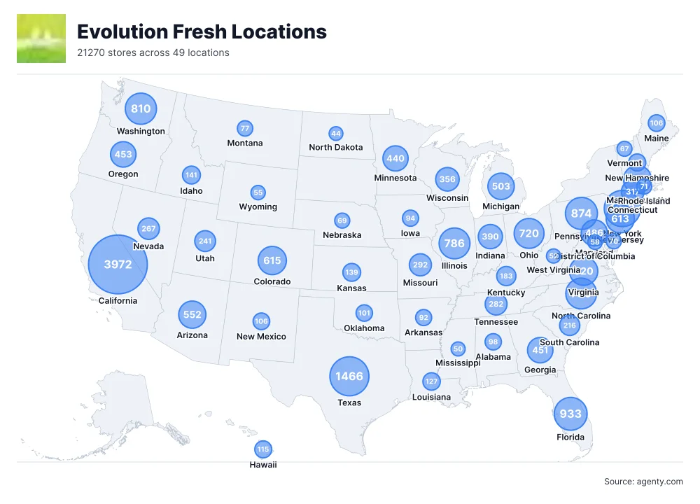Evolution Fresh Locations by State